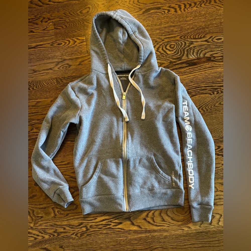 Beachbody Coach Heather Gray Zip-Up Jacket Hoodie